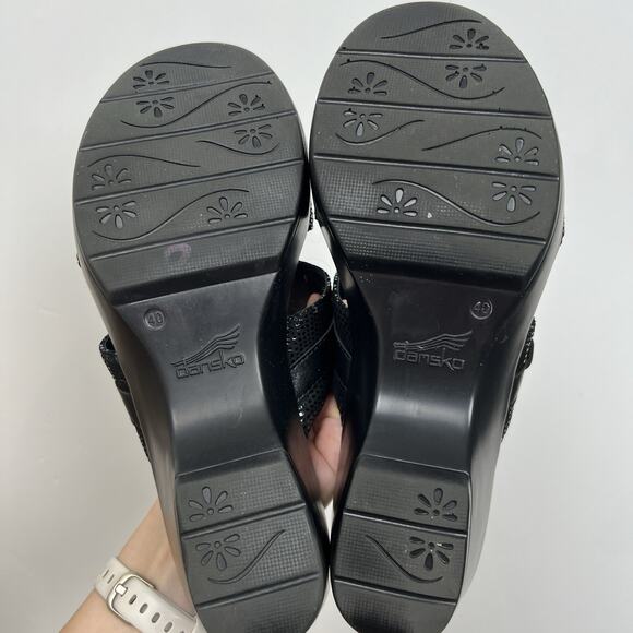 Dansko Jessie EU 40 US 9‎ Black Leather Strap Slip On Wedge Platform Sandal - Picture 4 of 6